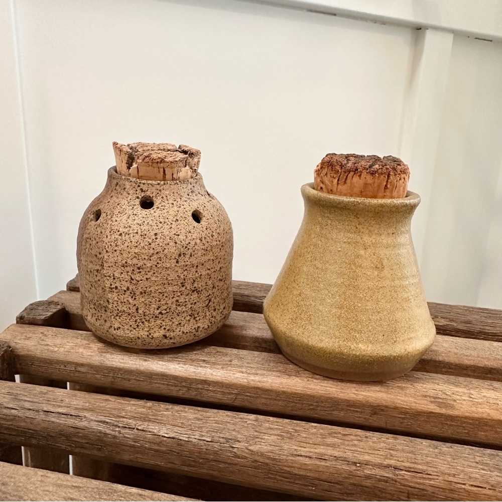 Vintage Studio Art Pottery Ceramic Corked Potpourri Jars Frog Matchstick Holder